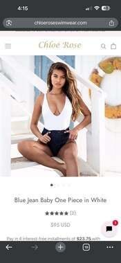 Chloé Rose Blue Jean Baby One Piece Swimsuit White XS Luxury